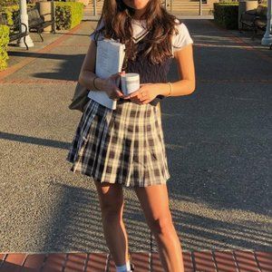 Grey Bandit Black and White Plaid Tennis Skirt
